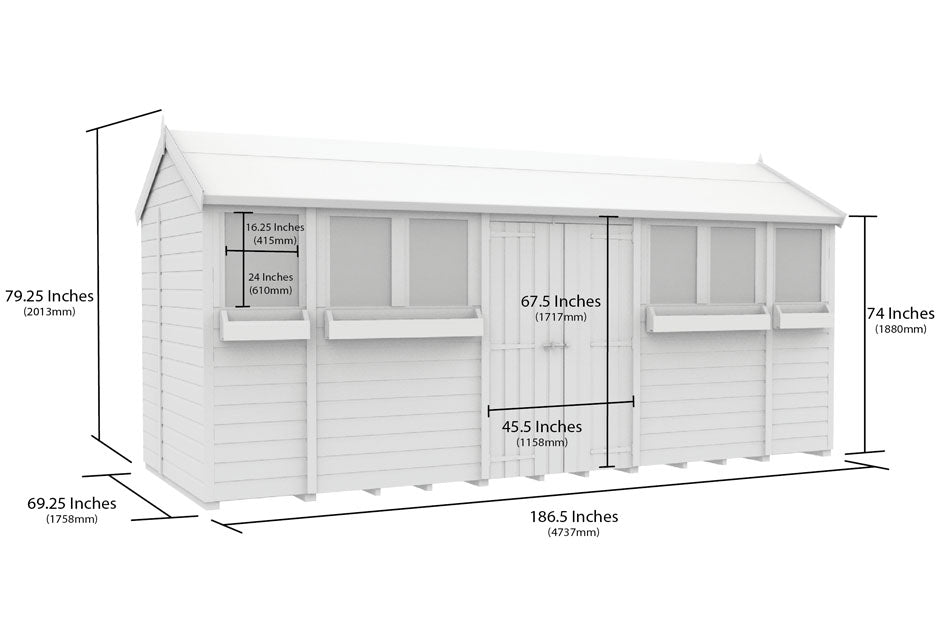 6ft x 16ft Apex Summer Shed