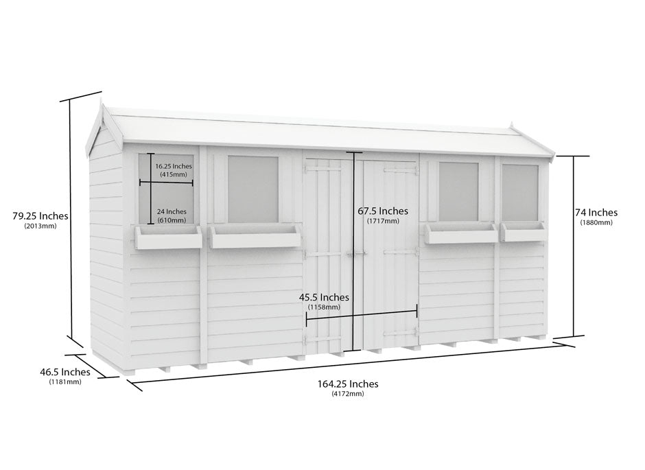 4ft x 14ft Apex Summer Shed