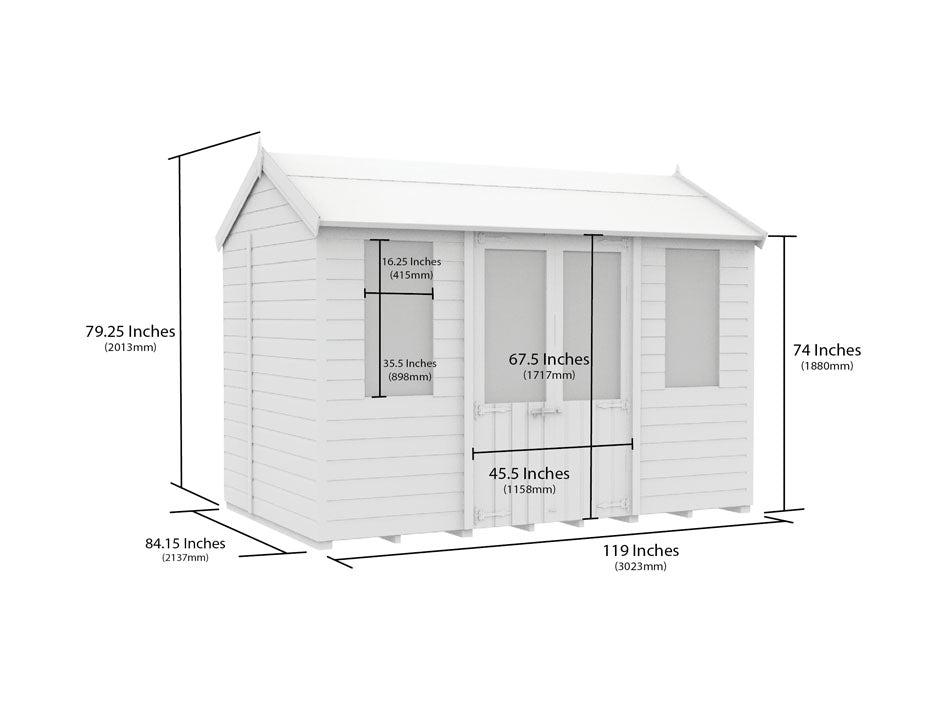 7ft x 10ft Apex Summer Shed