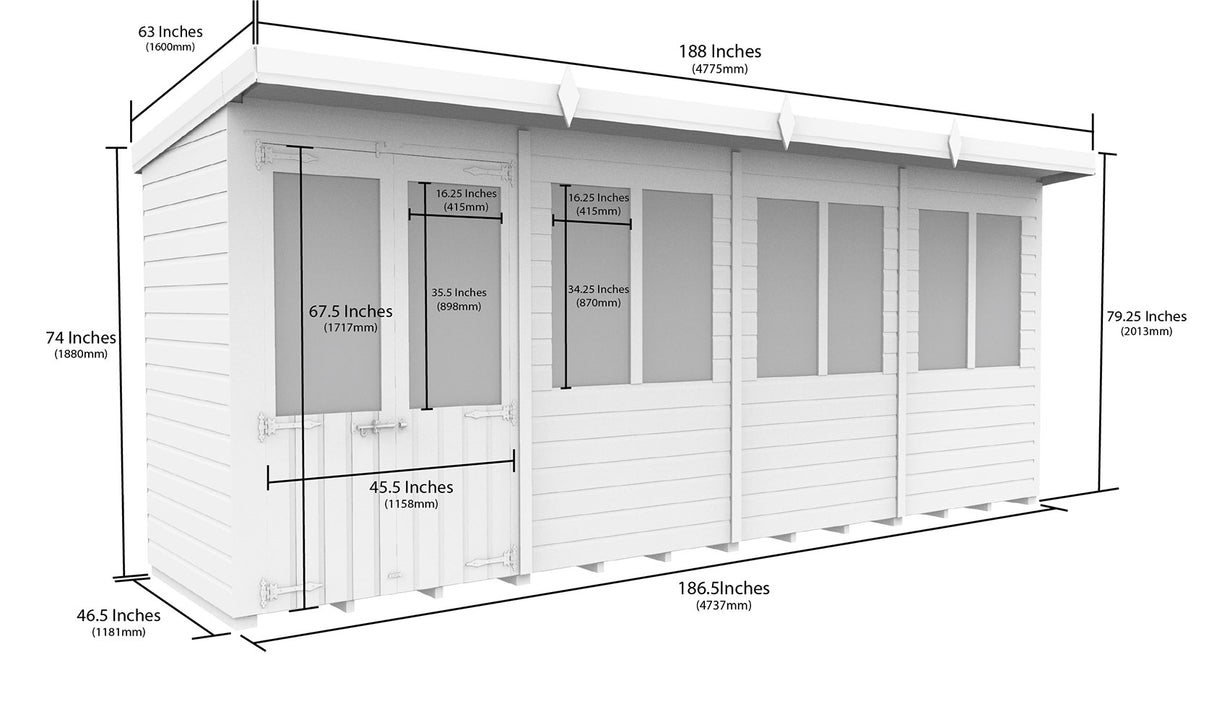 16ft x 4ft Pent Summer House