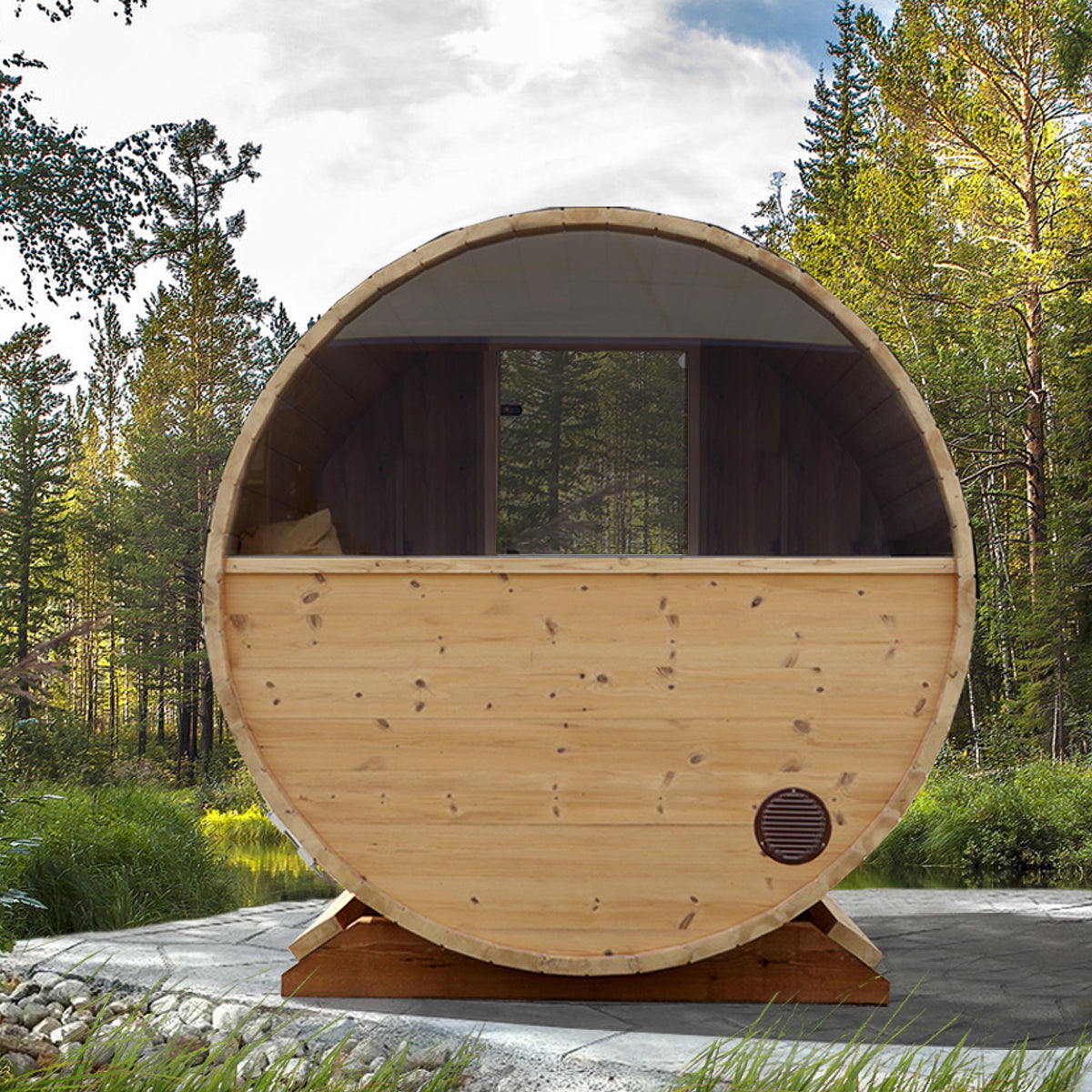 Barrel Sauna 1.6m Length 3 Person Outdoor Sauna