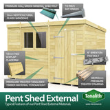 13ft x 8ft Pent Shed