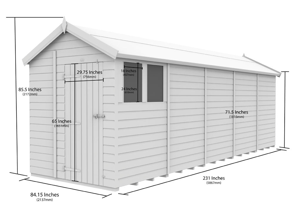 7ft x 20ft Apex Shed