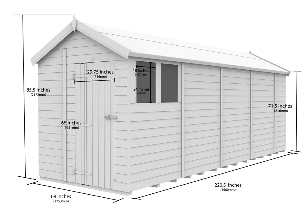 6ft x 19ft Apex Shed