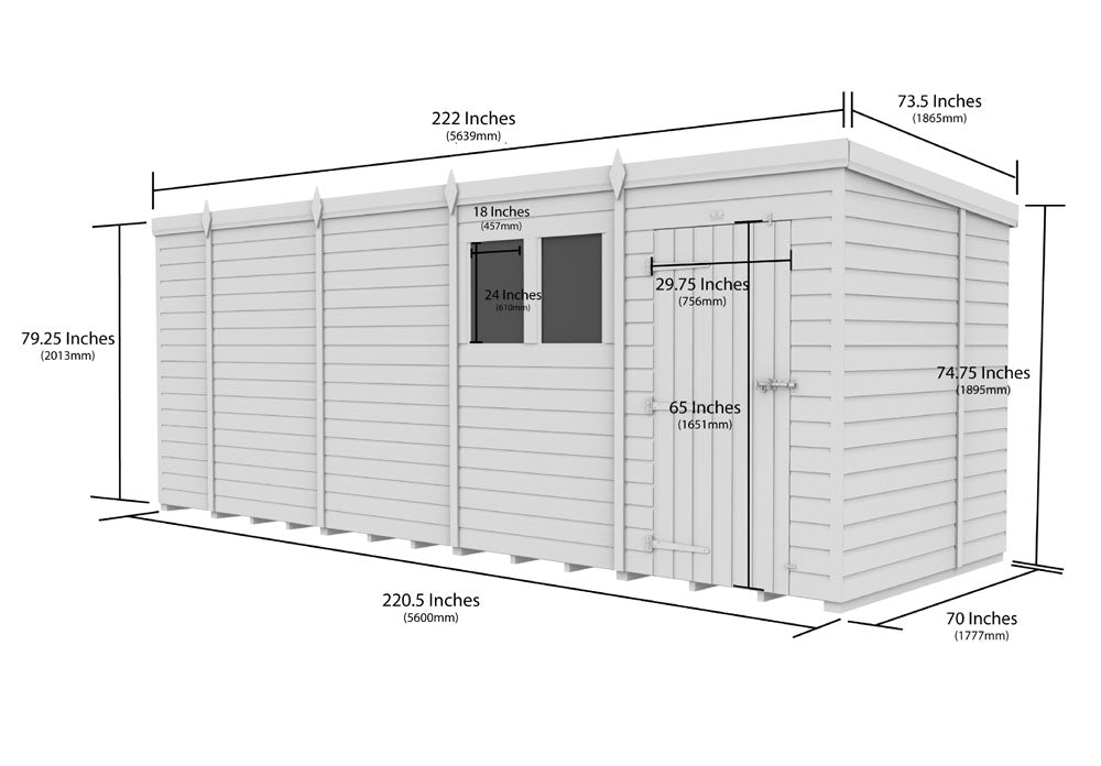 19ft x 6ft Pent Shed