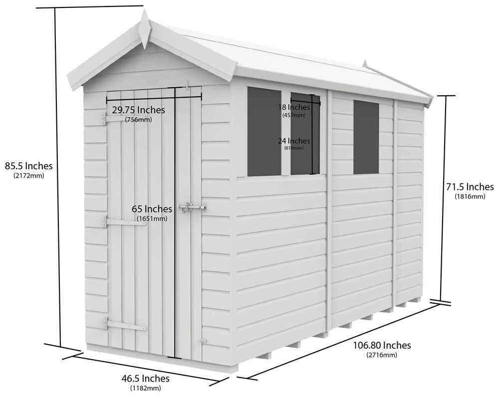 4ft x 9ft Apex Shed