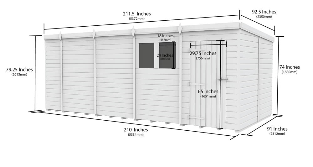 18ft x 8ft Pent Shed