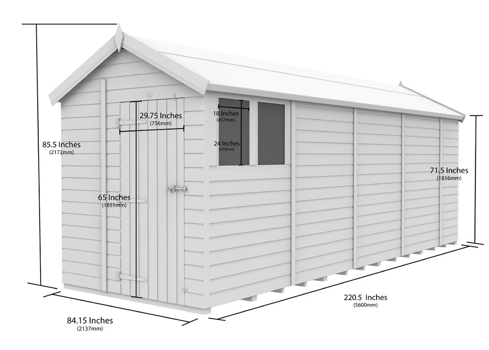 7ft x 19ft Apex Shed