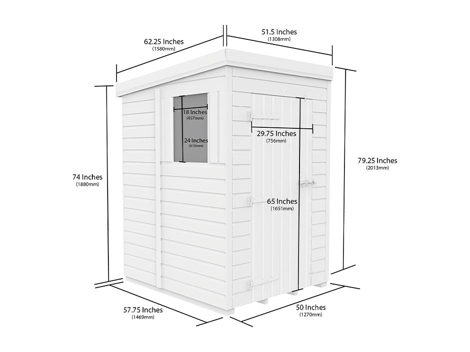 4ft x 5ft Pent Shed