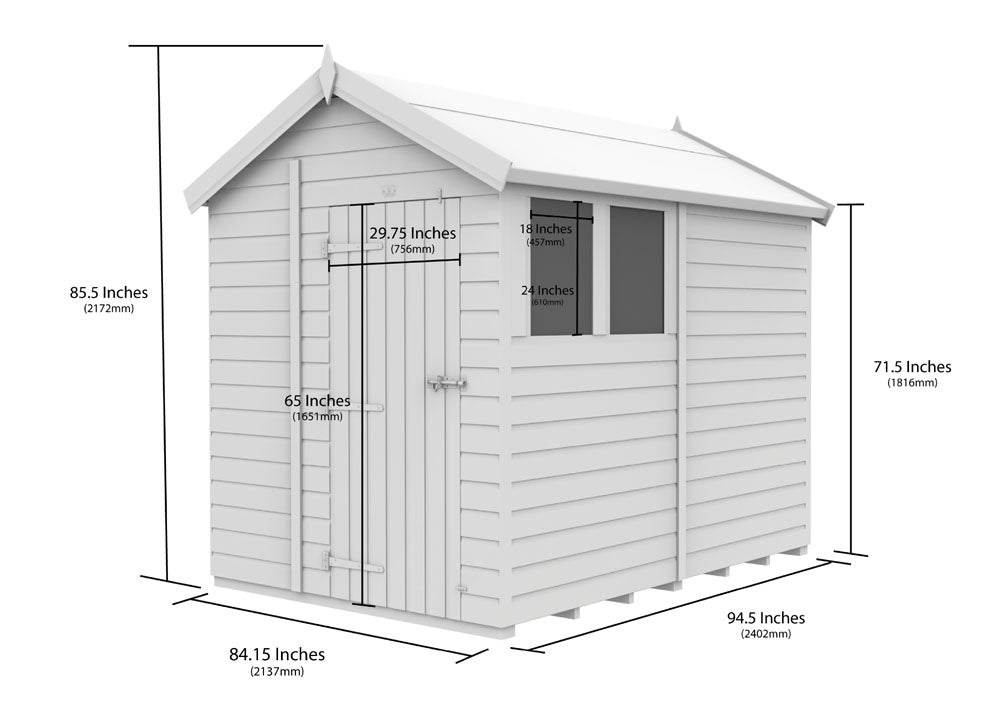 7ft x 8ft Apex Shed