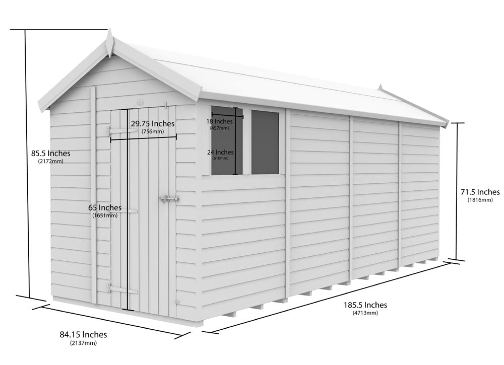 7ft x 16ft Apex Shed