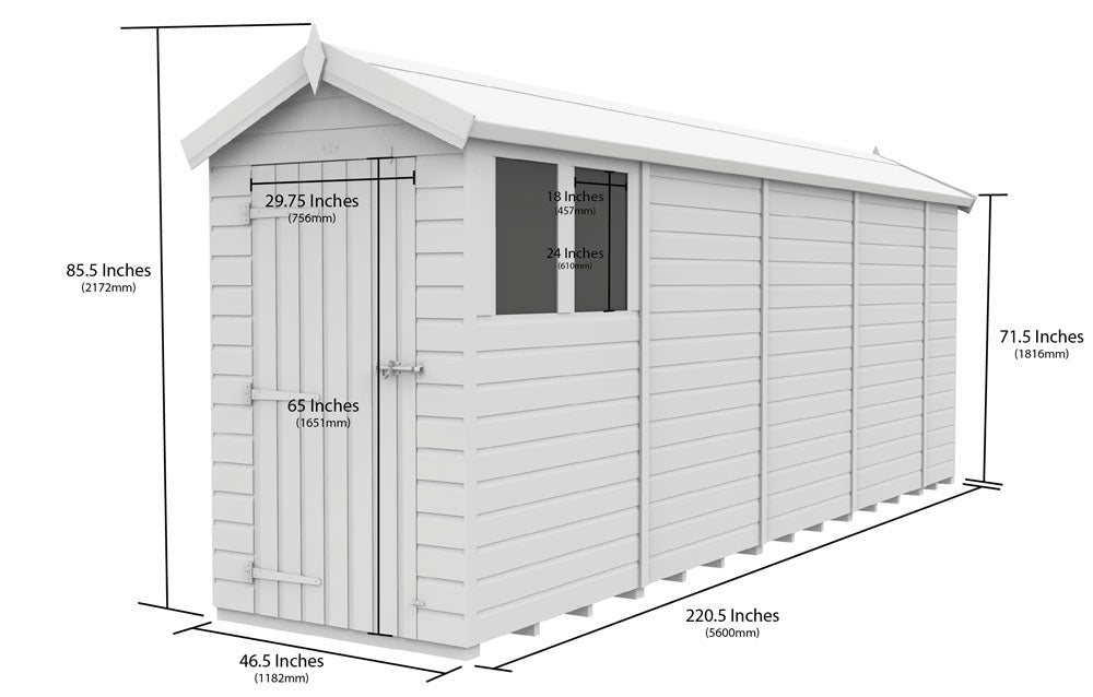 4ft x 19ft Apex Shed