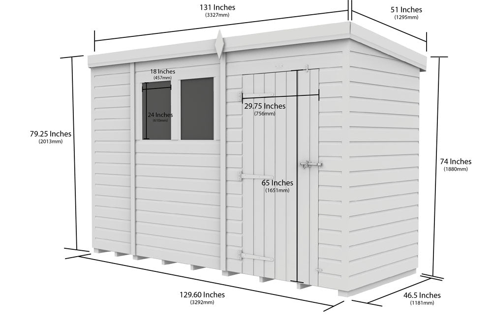 11ft x 4ft Pent Shed