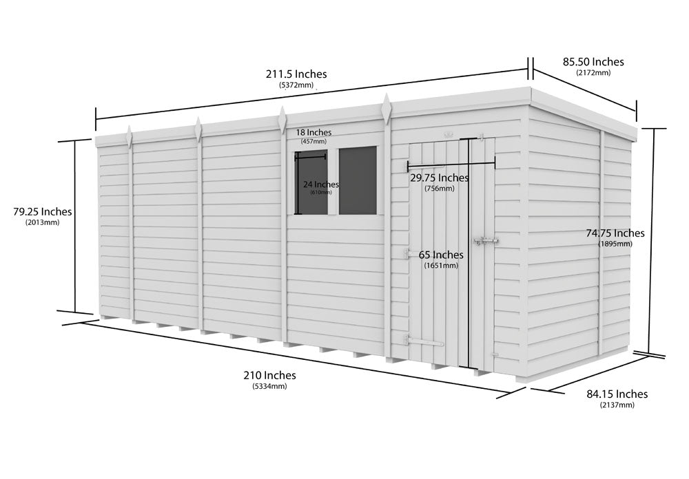 18ft x 7ft Pent Shed