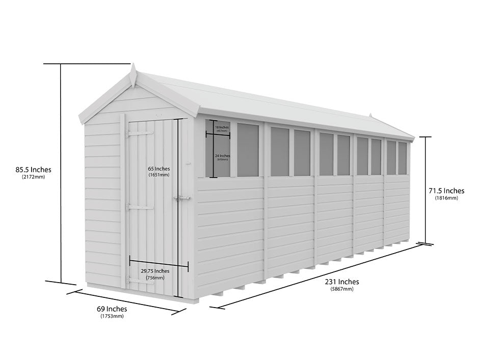 5ft x 20ft Apex Shed