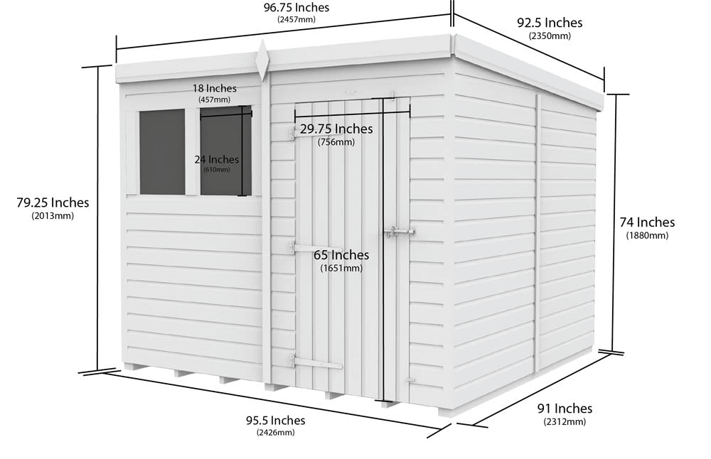 8ft x 8ft Pent Shed