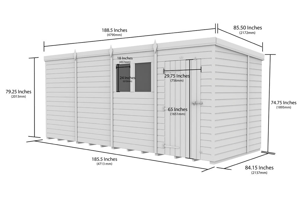 16ft x 7ft Pent Shed