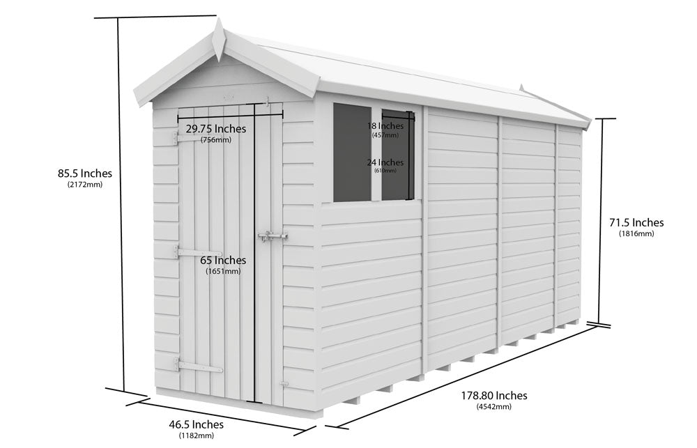 4ft x 15ft Apex Shed