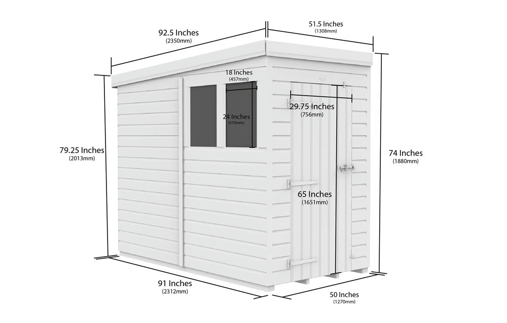 4ft x 8ft Pent Shed