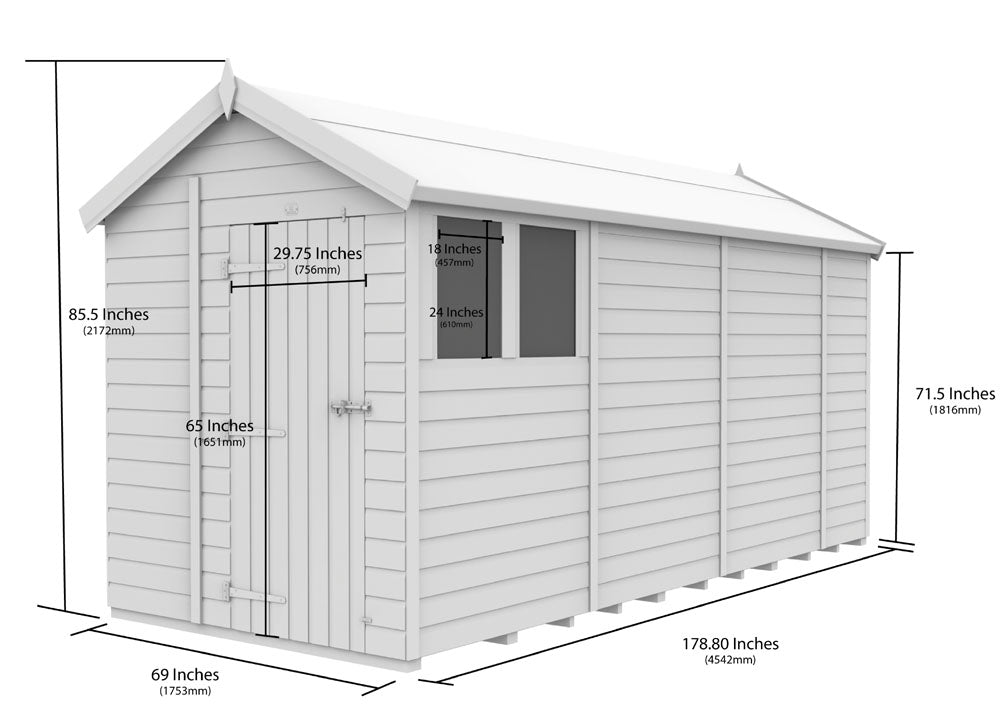 6ft x 15ft Apex Shed